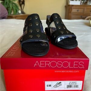 AEROSOLES Black Gladiator Sandals Comfortable Summer Footwear